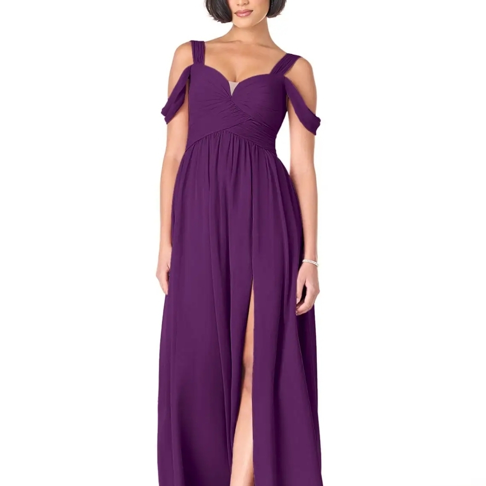 Azazie Lianne A-Line Deep Purple Off-Shoulder Wedding Dress